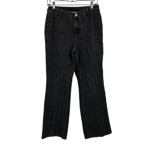 Vintage Newport News Jeanology Raised Textured Crisscross Flare Black Jeans 10